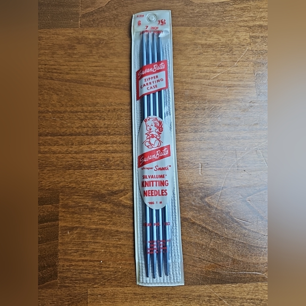 Vintage Susan Bates Silvalume Knitting Needles Size 6 7" Double Point USA Made